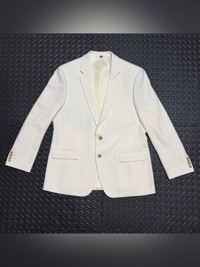 J Crew Thompson Dinner Blazer Coat Slim Fit Ivory Cream Wool Blend Mens 46R NEW